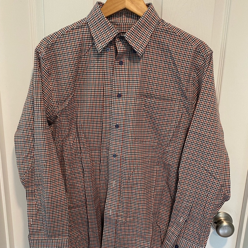 Jos. A. Bank blue and red check travelers collection button-down, M